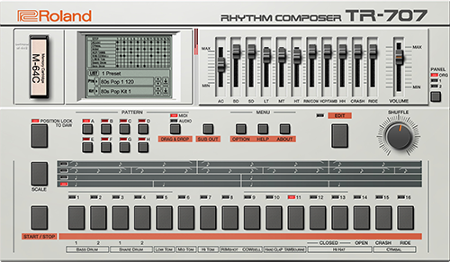 Roland TR-707, вид спереди