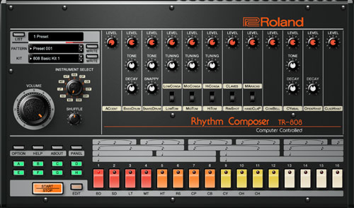 Roland TR-808, вид спереди
